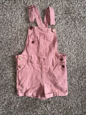 Kids Pink Cotton Short Overalls